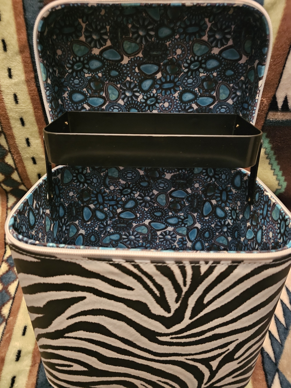 Zebra Print Women’s Cosmetic Train Case